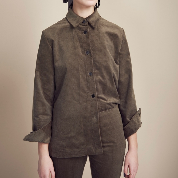 ETHICAL NWT Jan N June Ken Shirt Olive Corduroy - Picture 1 of 1